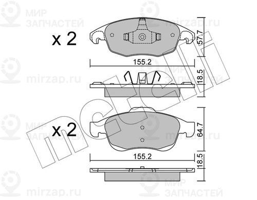 Комплект тормозных колодок, дисковый тормоз METELLI 2208000