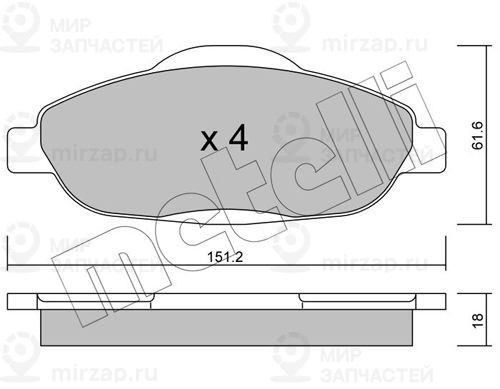 Комплект тормозных колодок, дисковый тормоз METELLI 2208040