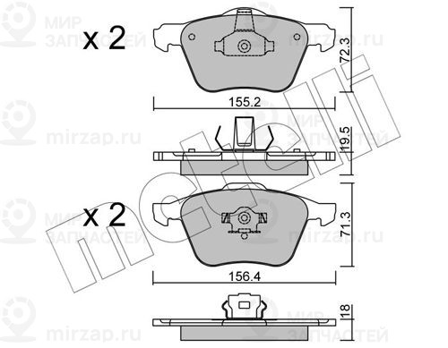 Комплект тормозных колодок, дисковый тормоз METELLI 2208330