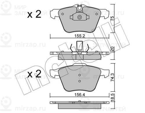 Комплект тормозных колодок, дисковый тормоз METELLI 2208350