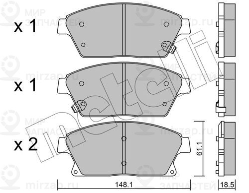 Комплект тормозных колодок, дисковый тормоз METELLI 2208390