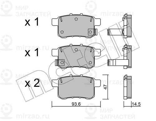 Комплект тормозных колодок, дисковый тормоз METELLI 2208680