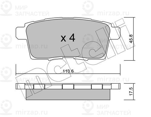 Комплект тормозных колодок, дисковый тормоз METELLI 2208730