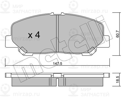 Комплект тормозных колодок, дисковый тормоз METELLI 2209050