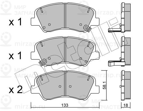 Комплект тормозных колодок, дисковый тормоз METELLI 2209430