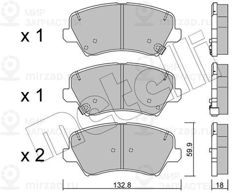 Комплект тормозных колодок, дисковый тормоз METELLI 2209440