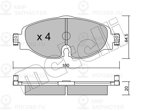 Комплект тормозных колодок, дисковый тормоз METELLI 2209500