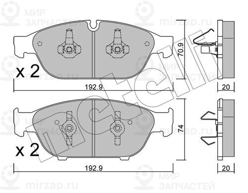 Комплект тормозных колодок, дисковый тормоз METELLI 2209530