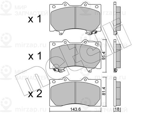 Комплект тормозных колодок, дисковый тормоз METELLI 2212790