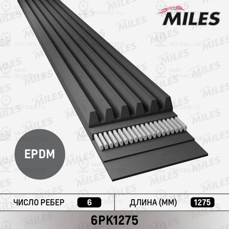 Поликлиновой ремень MILES 6PK1275