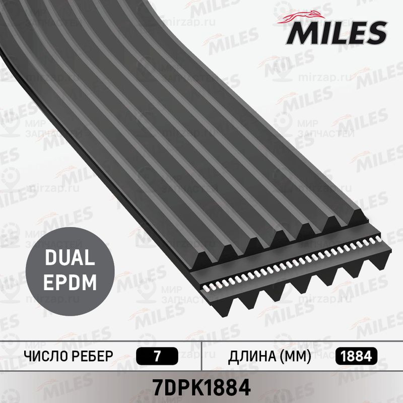 Поликлиновой ремень MILES 7DPK1884