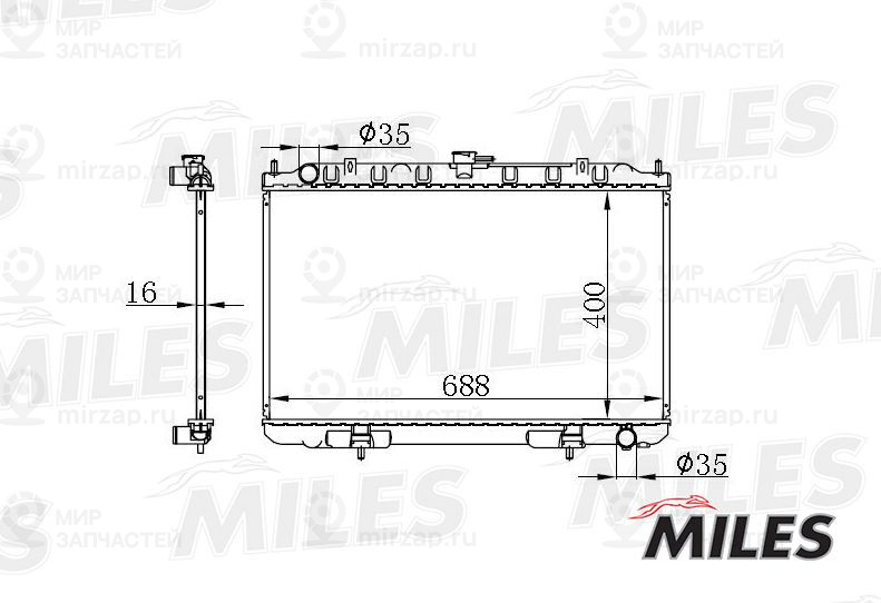 Радиатор, охлаждение двигателя MILES ACRB069