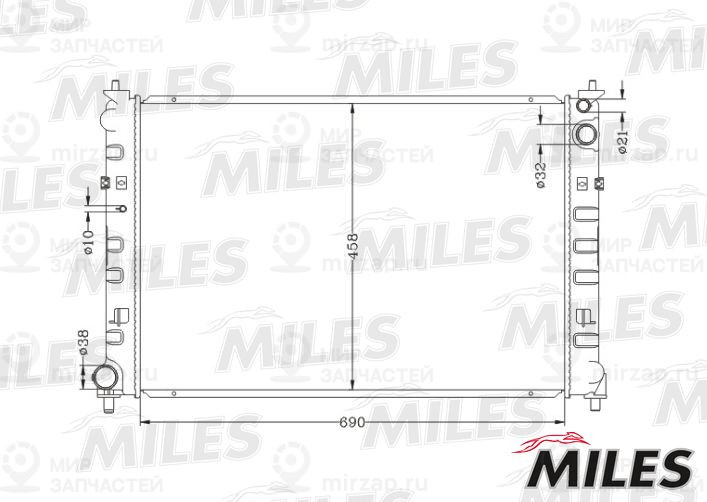 Радиатор, охлаждение двигателя MILES ACRB368