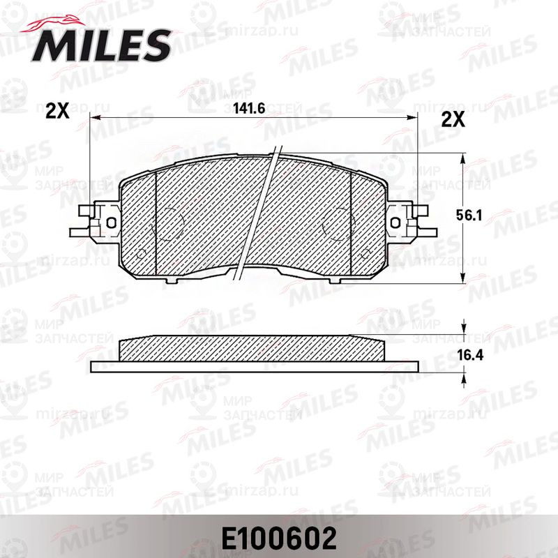 Комплект тормозных колодок, дисковый тормоз MILES E100602