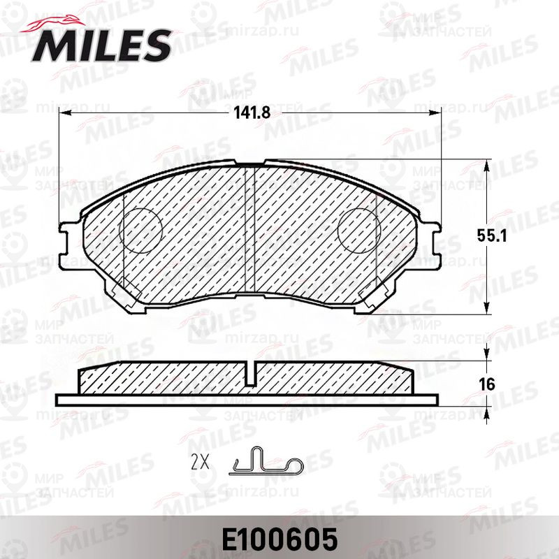 Комплект тормозных колодок, дисковый тормоз MILES E100605