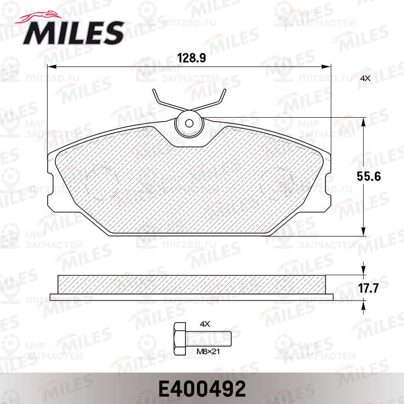 Комплект тормозных колодок, дисковый тормоз MILES E400492
