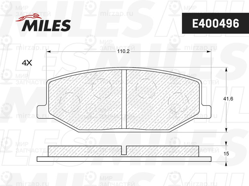Комплект тормозных колодок, дисковый тормоз MILES E400496