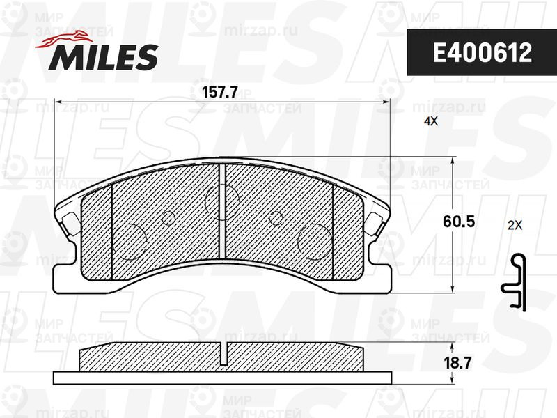 Комплект тормозных колодок, дисковый тормоз MILES E400612