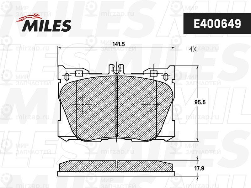 Комплект тормозных колодок, дисковый тормоз MILES E400649