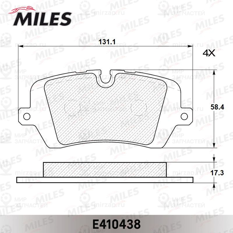 Комплект тормозных колодок, дисковый тормоз MILES E410438