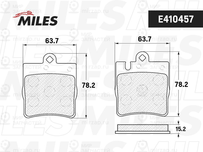 Комплект тормозных колодок, дисковый тормоз MILES E410457
