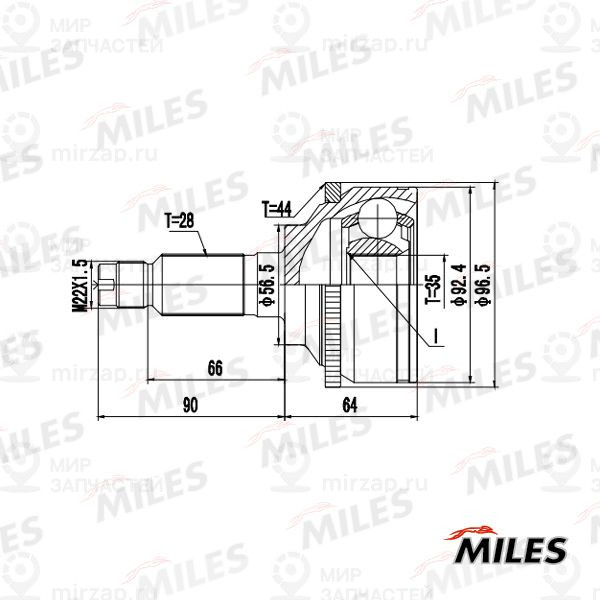 Шарнирный комплект, приводной вал MILES GA20713