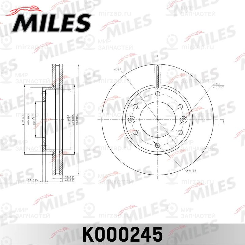 Тормозной диск MILES K000245