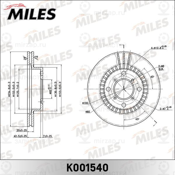 Тормозной диск MILES K001540