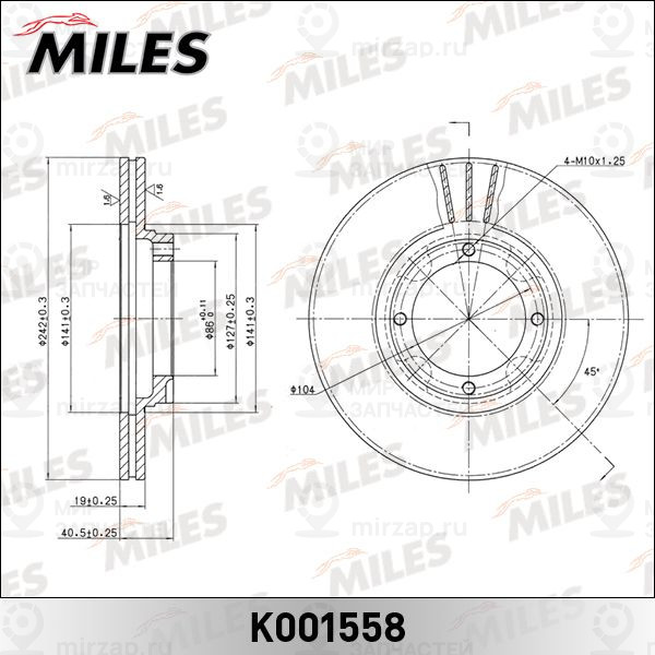 Тормозной диск MILES K001558