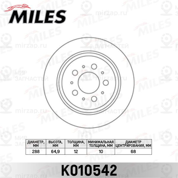 Тормозной диск MILES K010542