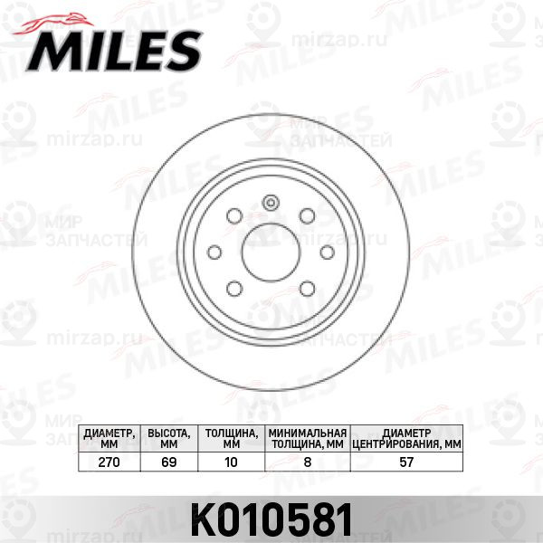 Тормозной диск MILES K010581