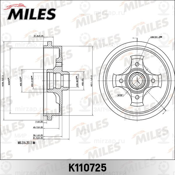 Тормозной барабан MILES K110725