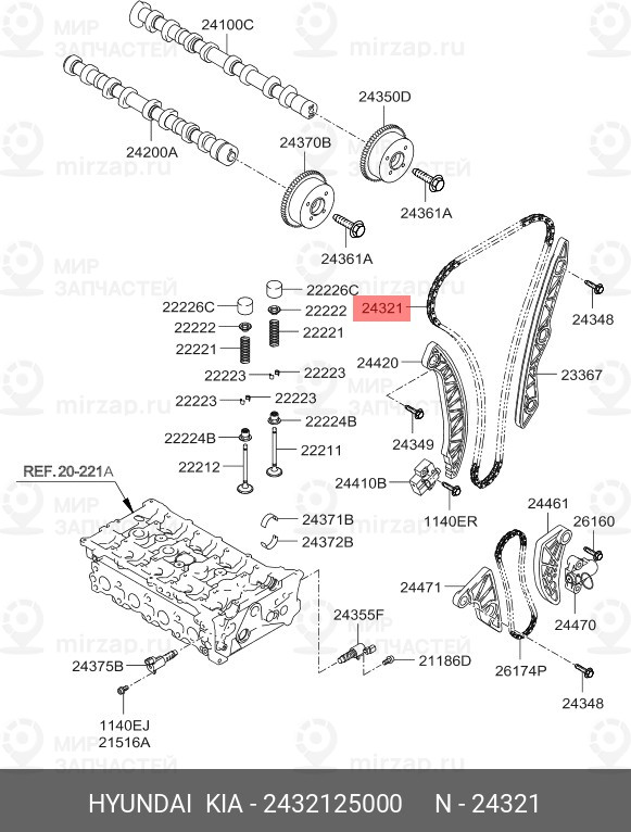 Запчасть MOBIS 2432125000