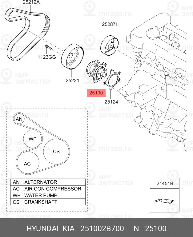 Запчасть MOBIS 251002B700