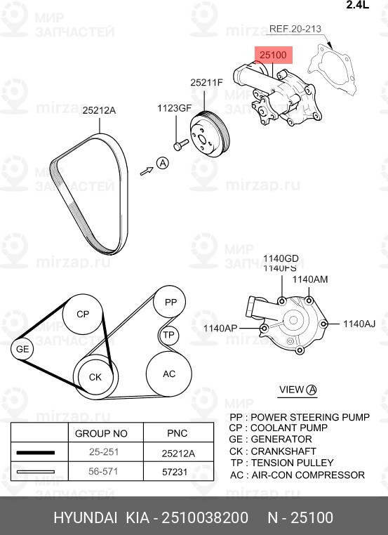 Запчасть MOBIS 2510038200