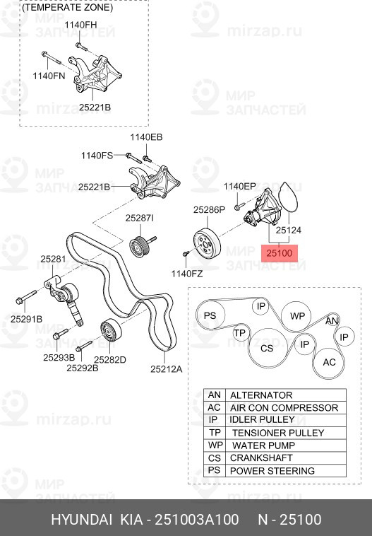 Запчасть MOBIS 251003A100