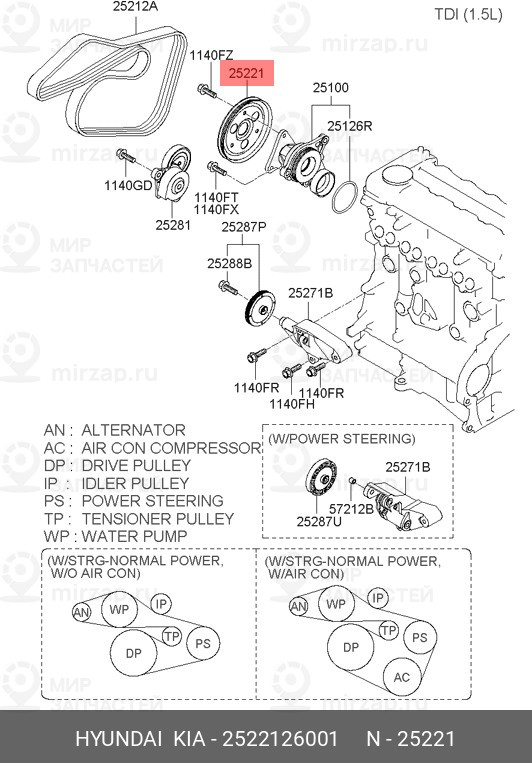 Запчасть MOBIS 2522126001