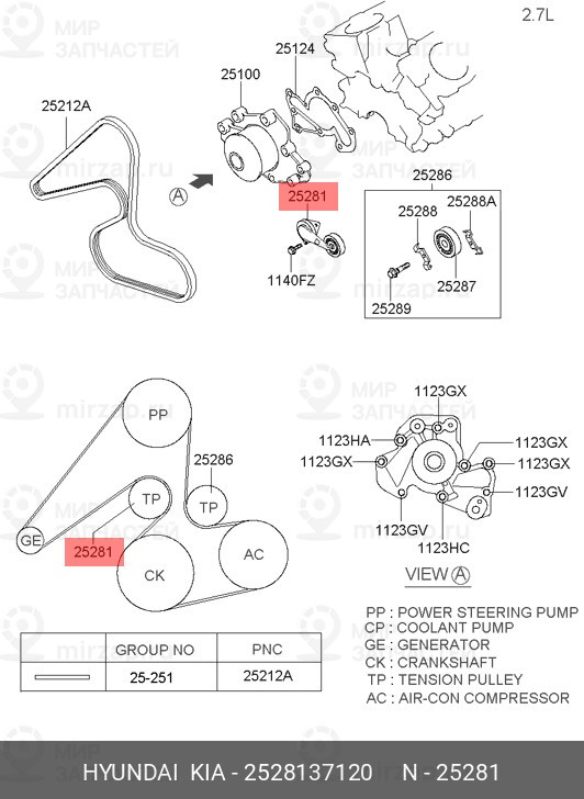 Запчасть MOBIS 2528137120
