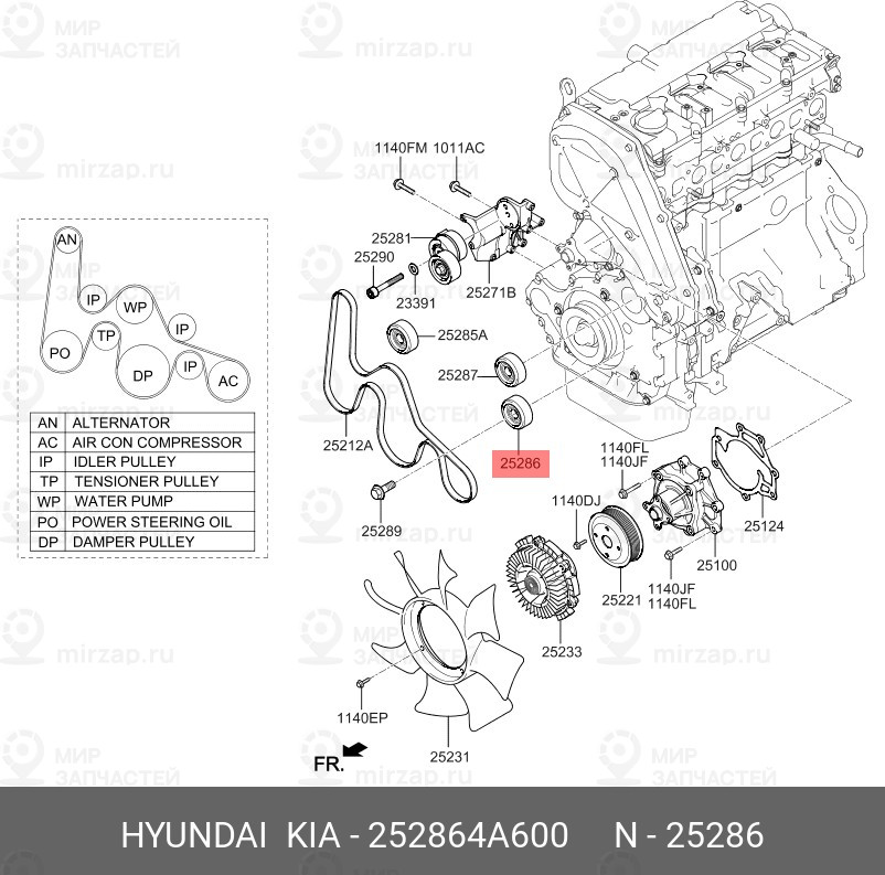 Запчасть MOBIS 252864A600