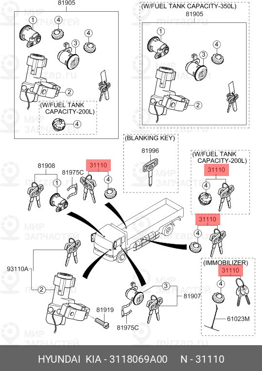 Запчасть MOBIS 3118069A00