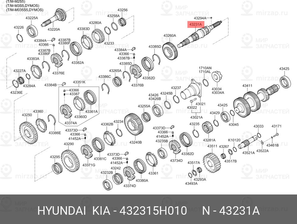 Запчасть MOBIS 432315H010