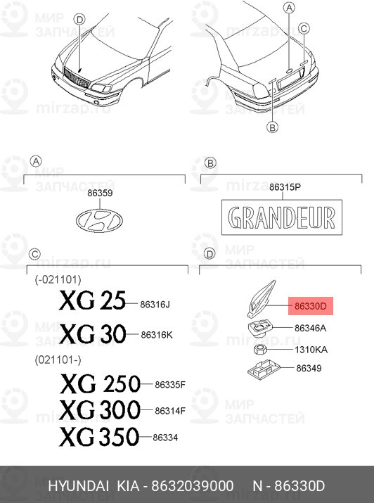 Запчасть MOBIS 8632039000
