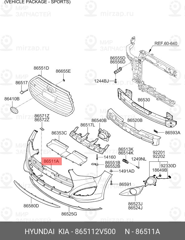 Запчасть MOBIS 865112V500
