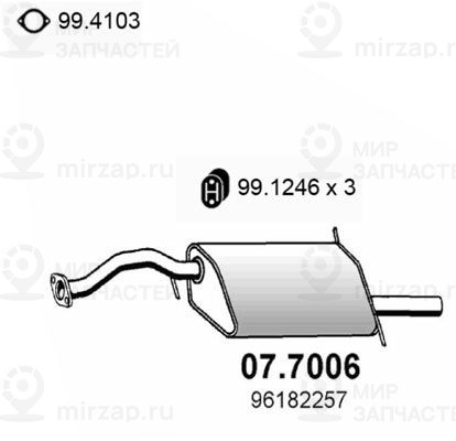 Глушитель выхлопных газов конечный ASSO 077006