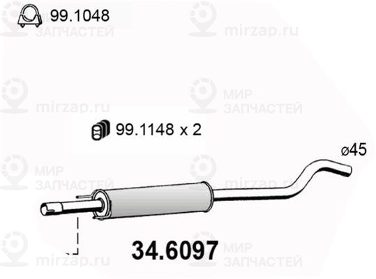 Средний глушитель выхлопных газов ASSO 346097