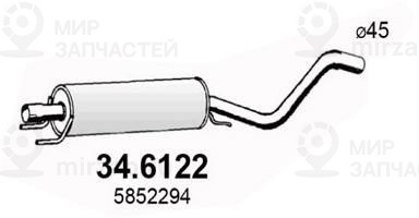 Средний глушитель выхлопных газов ASSO 346122