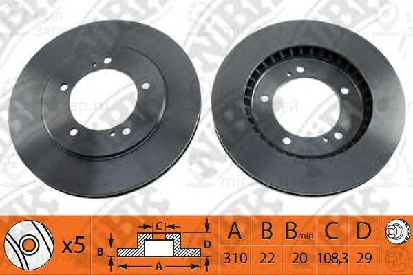 Торм.диск Пер.вент.[310Х22] 5 Отв.
 NIBK RN1140