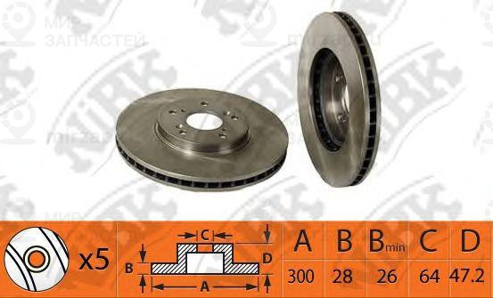 Торм.диск Пер.вент.[300X28] 5 Отв.
 NIBK RN1413