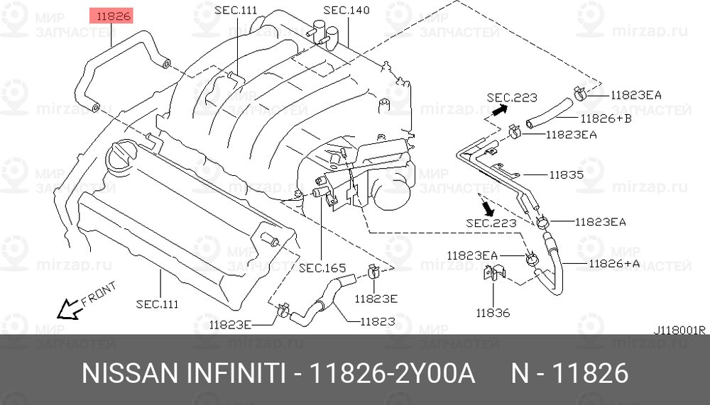 Запчасть NISSAN 118262Y00A