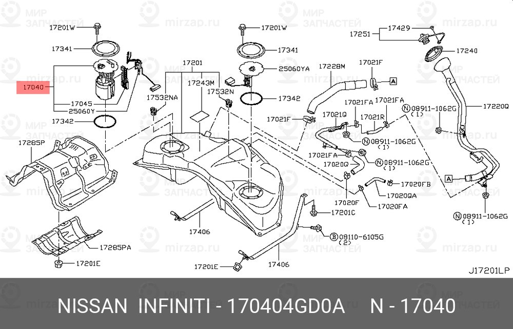 Запчасть NISSAN 170404GD0A